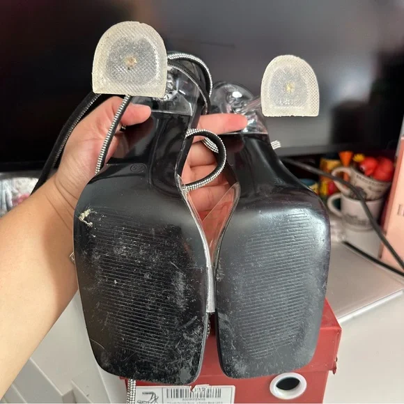 Women's Heels in Black with Clear & Silver details size 7.5 - Picture 4 of 8